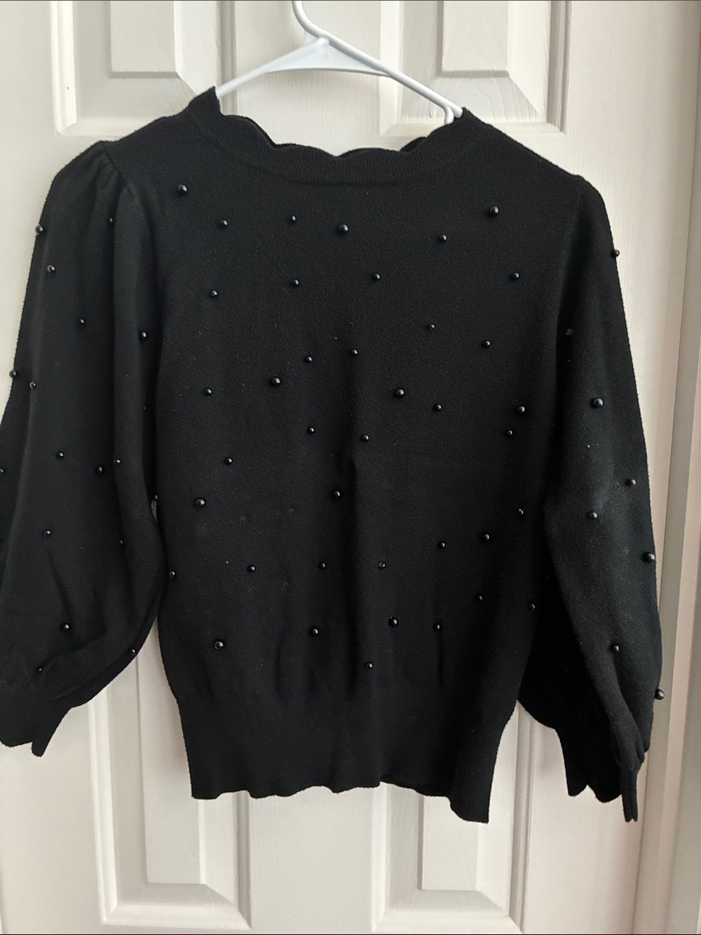 Black Pearl-Embellished Women's Sweater Top
